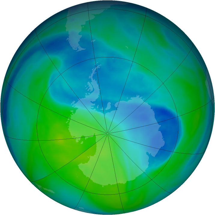 Antarctic ozone map for 09 December 2006